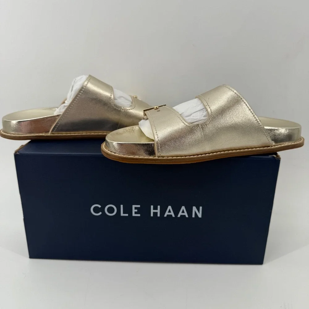 Cole Haan Marisol Footbed‎ Sandal Soft Gold Leather Slides Women Size 6 B